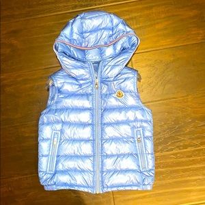 Moncler kids baby blue 1 down feather vest S 4 5 6